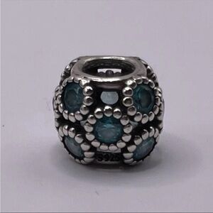 Authentic Pandora Sterling Silver 925 Studded Lights Teal CZ Charm 791296MCZ